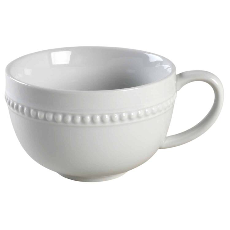 Everyday White Beaded Soup Mug