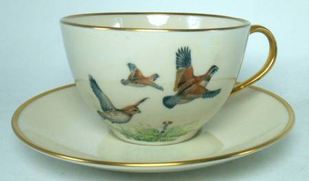 Game Birds (Gold Trim, Coupe) Flat Cup & Saucer Set
