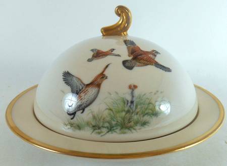 Game Birds (Gold Trim, Coupe) Round Butter No Lid