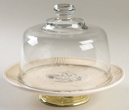 Carrington 6 1/2"-7 1/2" Footed Cheese Plate w/ Glass Dome HC