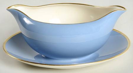 Sylvan-California Dutch Blue (Rim) Gravy Boat with Attached Underplate