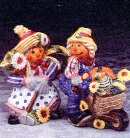 Scarecrow Figural Creamer & Sugar W/Spoon Set