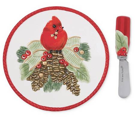 Winter Claus Snack/Canape Plate & Spreader