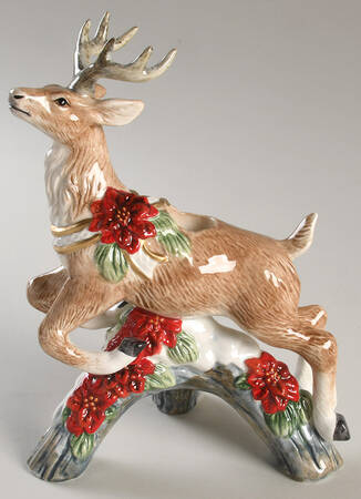 Poinsettia Santa Figural Candleholder