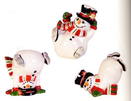Top Hat Frosty (Set of 3) Tumbling Snowman Figurines