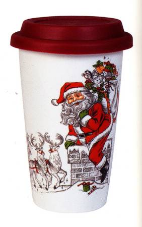 Vintage Holiday Travel Tumbler & Silicone/Plastic Lid