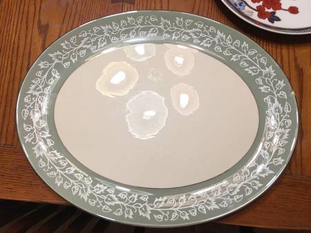 Brocade Sage Green 14" Oval Serving Platter