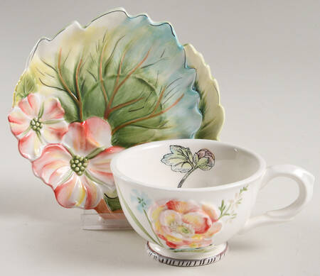 English Garden Footed Cup & Saucer Set