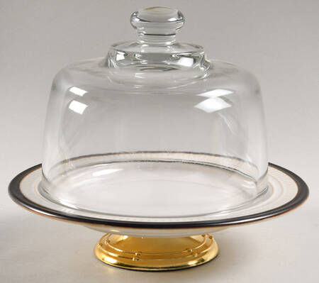 Biscotti White 6 1/2"-7 1/2" Footed Cheese Plate w/ Glass Dome HC