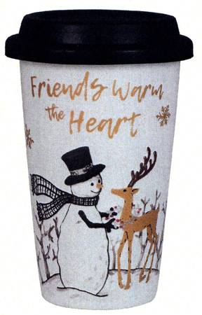 Wintry Woods Snowman Travel Mug & Silicone Lid