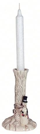 Wintry Woods Snowman 6" Candlestick