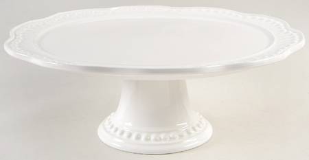 Rustic Dots White 13" Diameter Pedestal Cake Stand