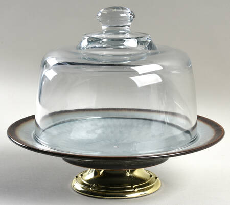 Angelica 6 1/2"-7 1/2" Footed Cheese Plate w/ Glass Dome HC
