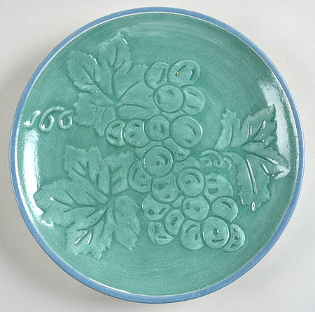 Grape Garland Embossed Green (Blue Trim) Coupe Salad Plate