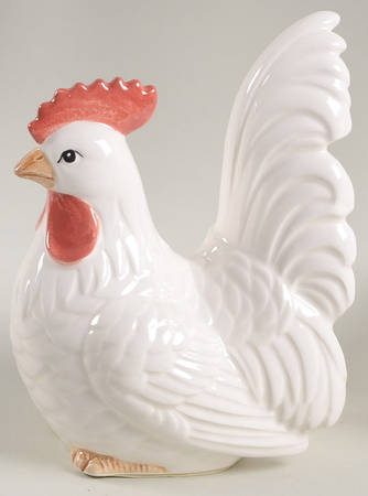 Chicken White Single China Bookend