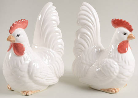 Chicken White China Bookend - Set of 2
