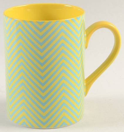 Herringbone (Aqua on Yellow) Mug