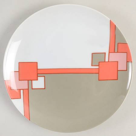 Cubique (Apricot, Peach on Greige) by Fitz &amp; Floyd