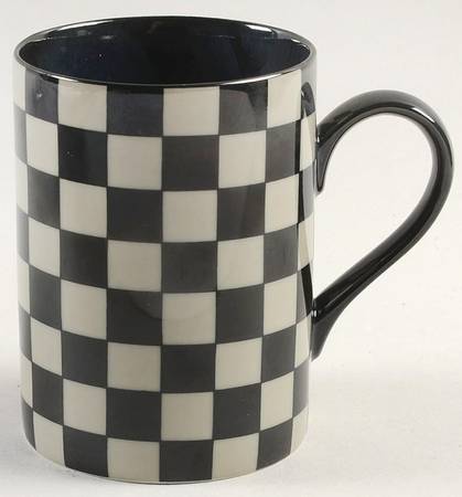 Checks (Black on Greige) Mug