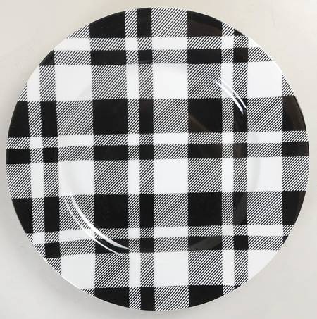 Black and White Plaid Service Plate (Charger)