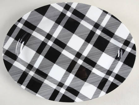 Black and White Plaid 14" Oval Serving Platter