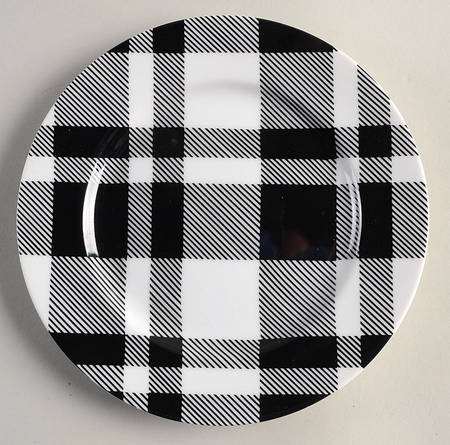 Black and White Plaid Salad Plate