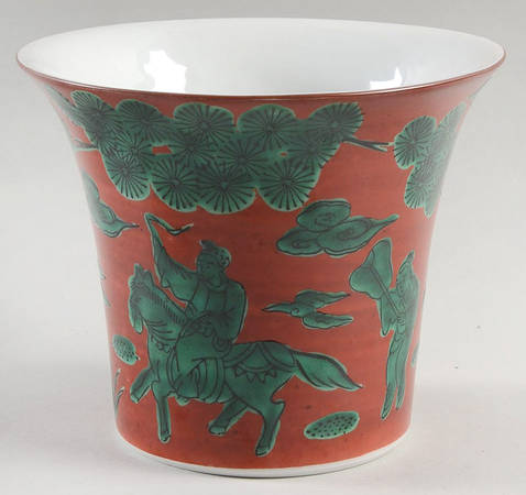 Chinese Horseman 6" Flower Pot No Underplate
