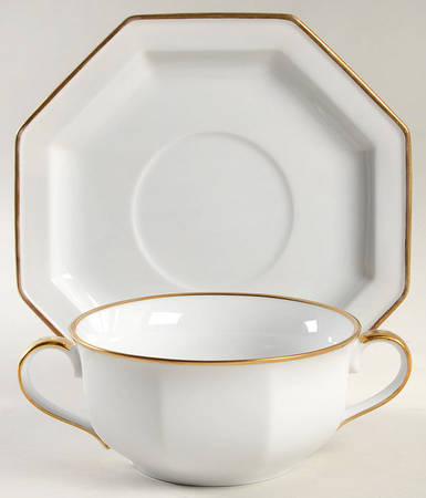 Etoile Blanche (White) Flat Cream Soup Bowl & Saucer Set