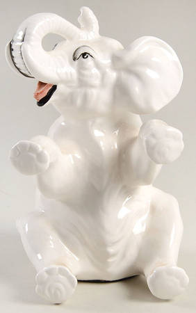 Elephant White Single China Bookend