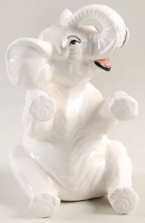 Elephant White China Bookend - Set of 2