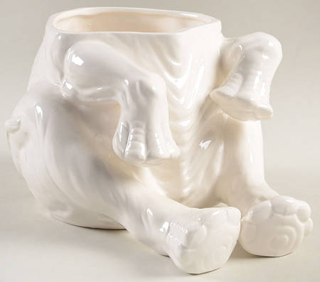 Elephant White Cookie Jar No Lid