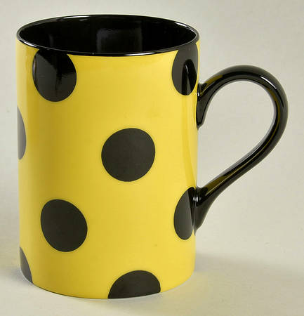 Polka Dots (Black Dots on Yellow) Mug