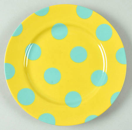 Polka Dots (Turquoise Dots on Yellow) by Fitz &amp; Floyd