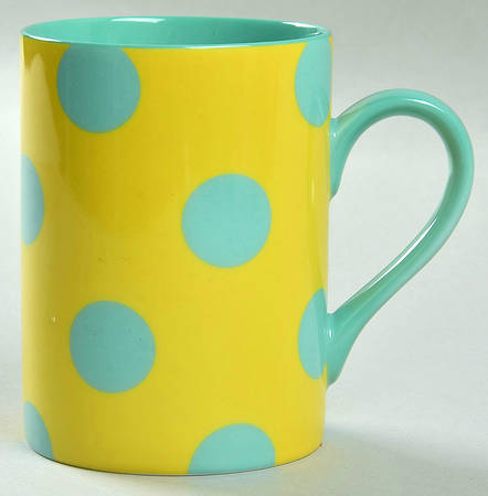 Polka Dots (Turquoise Dots on Yellow) Mug