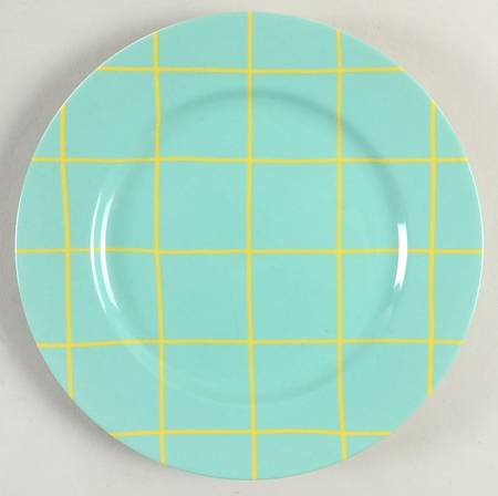 Windowpane-Yellow on Turquoise Salad Plate