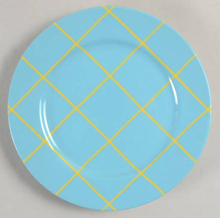 Windowpane-Yellow on Turquoise Bread & Butter Plate
