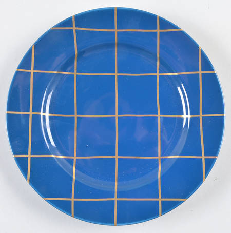 Windowpane (Gold Stripes on Blue) by Fitz &amp; Floyd