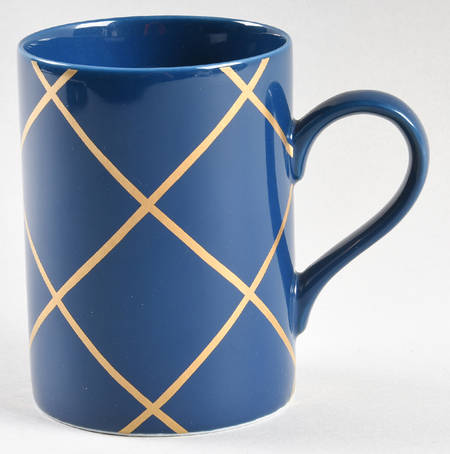 Windowpane (Gold Stripes on Blue) Mug