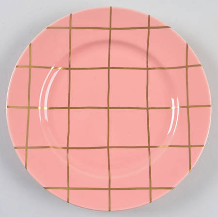 Windowpane (Gold Stripes on Peach Coral) by Fitz &amp; Floyd