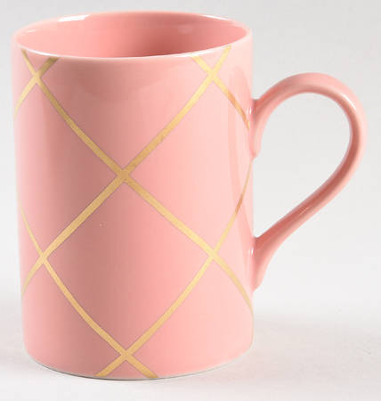 Windowpane (Gold Stripes on Peach Coral) Mug