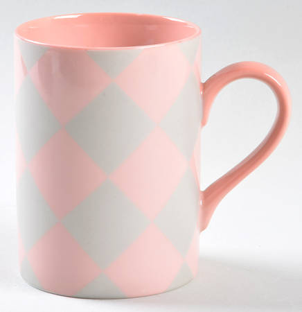 Harlequin (Peach Coral Diamonds on Satin Silver) Mug