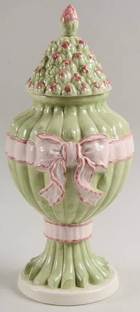 Asparagus and Ribbon Footed Urn with Lid