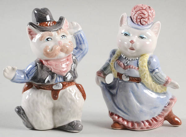 Cowboy Cats Figural Salt & Pepper Set