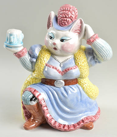 Cowboy Cats Figural Cookie Jar & Lid