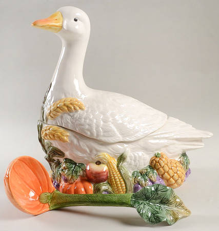 French Country Goose Tureen & Lid w/Ladle