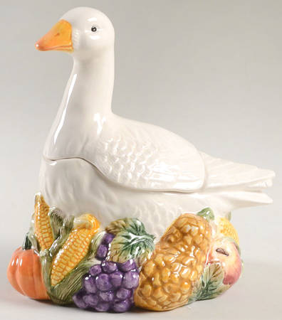 French Country Goose Sugar Bowl & Lid