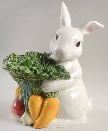 Garden Rabbit Cookie Jar & Lid