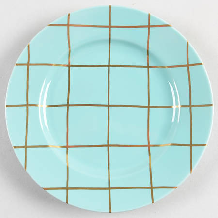 Windowpane (Gold Stripes on Turquoise) by Fitz &amp; Floyd