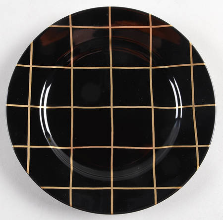 Windowpane (Gold Stripes on Black) by Fitz &amp; Floyd