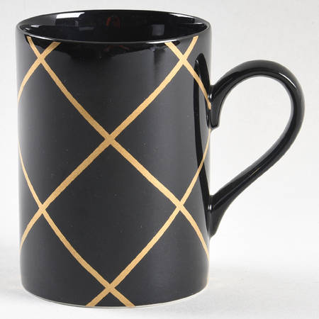 Windowpane (Gold Stripes on Black) Mug